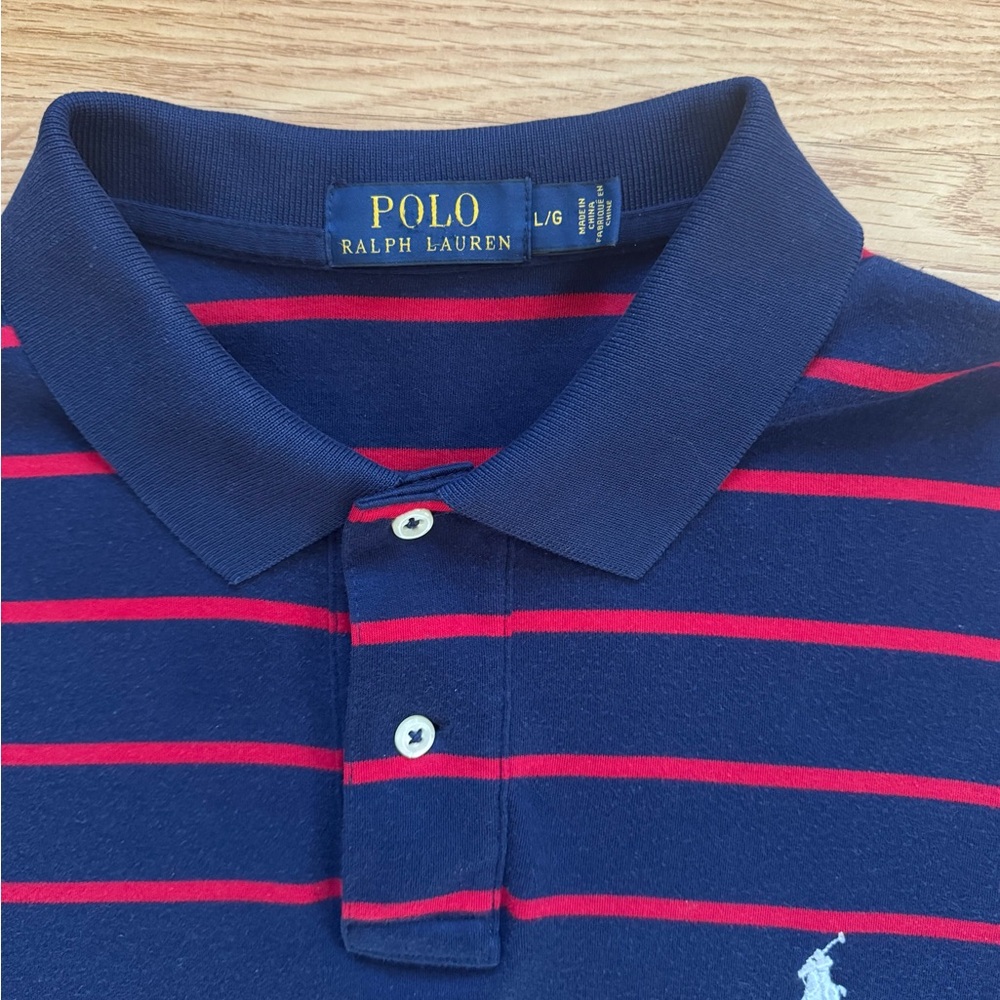 Polo by Ralph Lauren Navy and Red Striped Polo Shirt